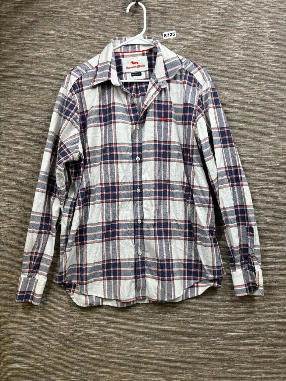 Harmont & Blaine Button Down Shirt Mens 2XL Plaid Multi Short Sleeve Designer